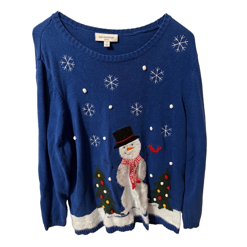 Breckenridge Snowman Christmas Knit Sweater Size 3x